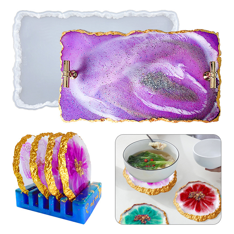 Geode Mold Silicone - DM413 Drusy コースター樹脂モールドジオードエポキシカップマットフルーツトレイシリコン工芸品 DIY ホームデコレーション鋳造