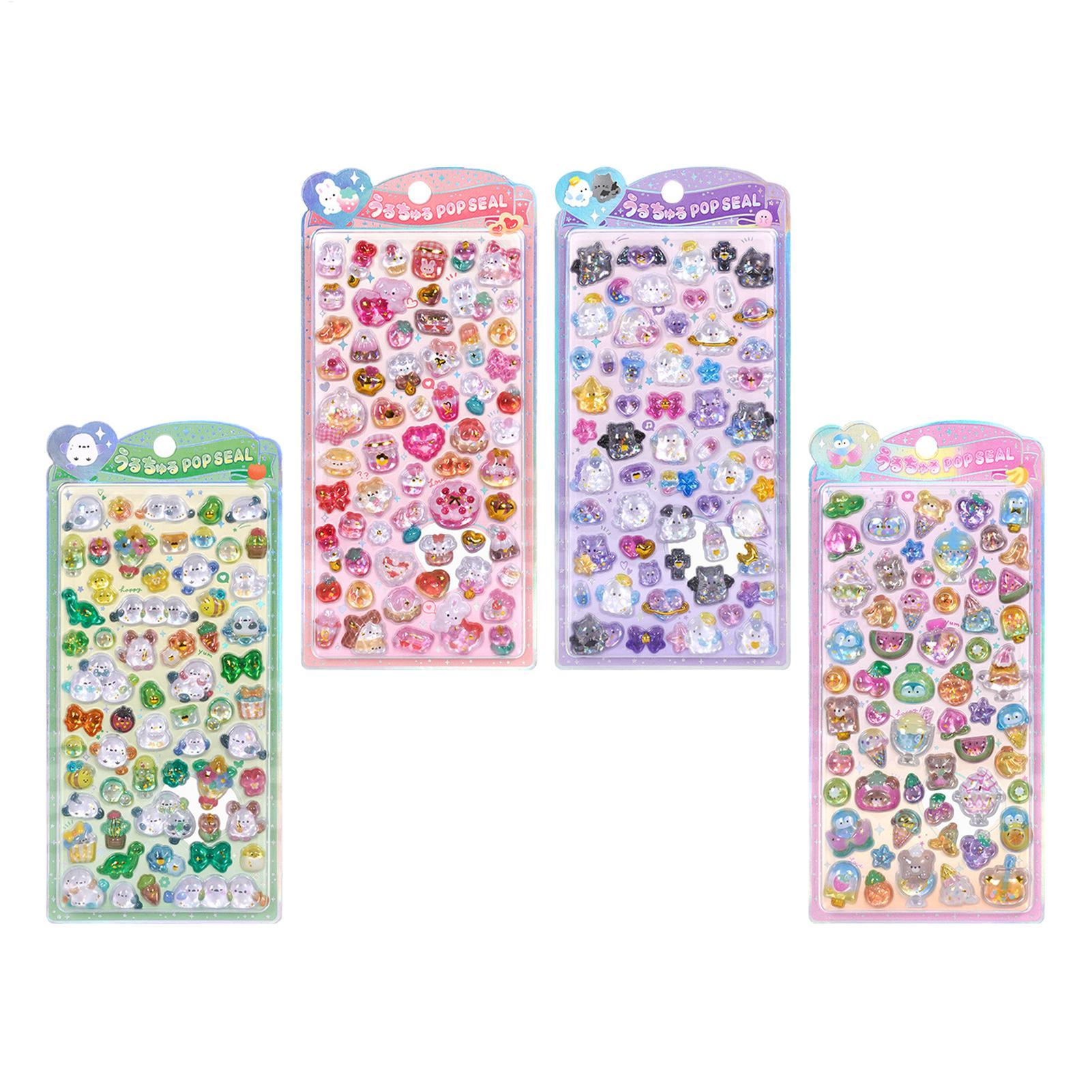 Resin Glitter Pack - かわいいステッカーパック 3D グリッターステッカー樹脂クリスタルテクスチャデカール漫画水カップステッカーおもちゃの装飾ステッカー子供のための