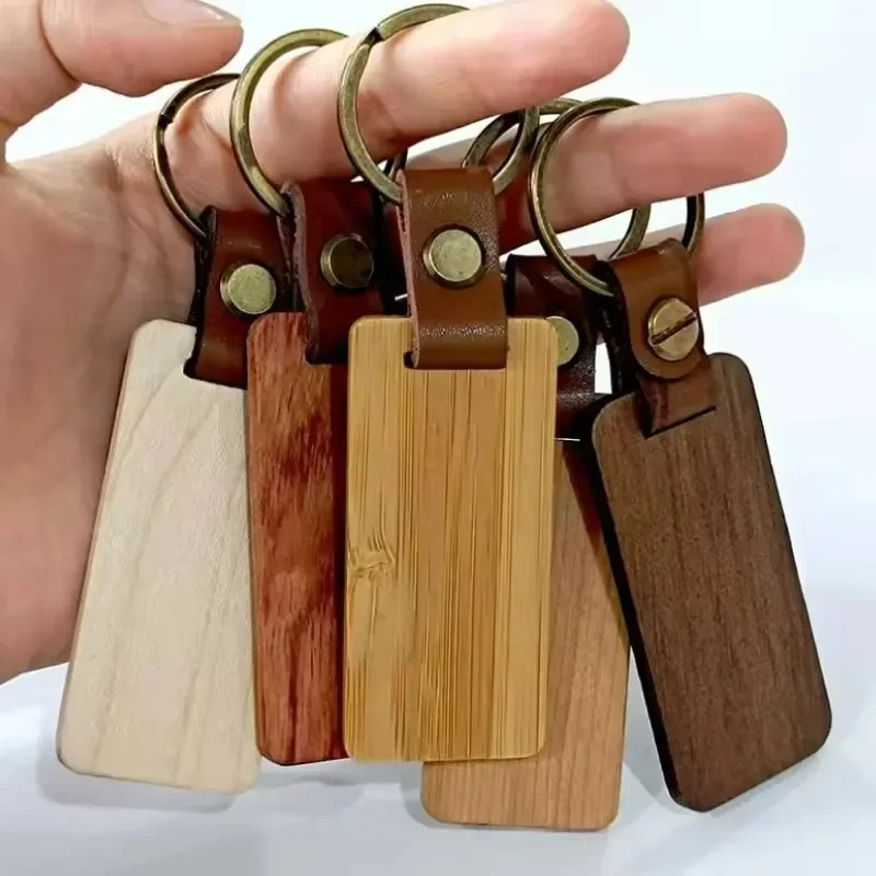 木製キーホルダー 無地 彫刻可能 バッグ飾り チャーム レザ - Wood Ring Blank のレビューと価格