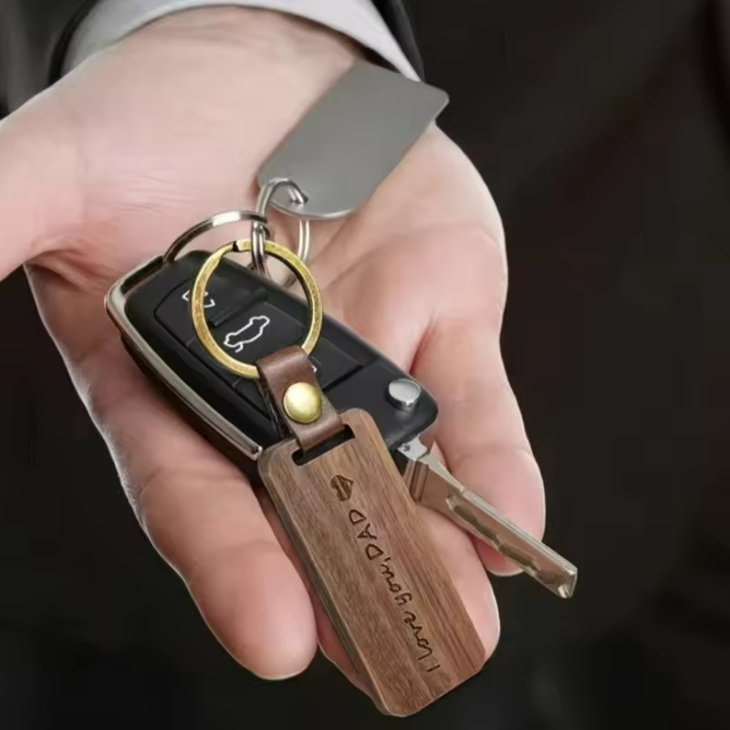 木製キーホルダー 無地 彫刻可能 バッグ飾り チャーム レザ - Wood Ring Blank のレビューと価格
