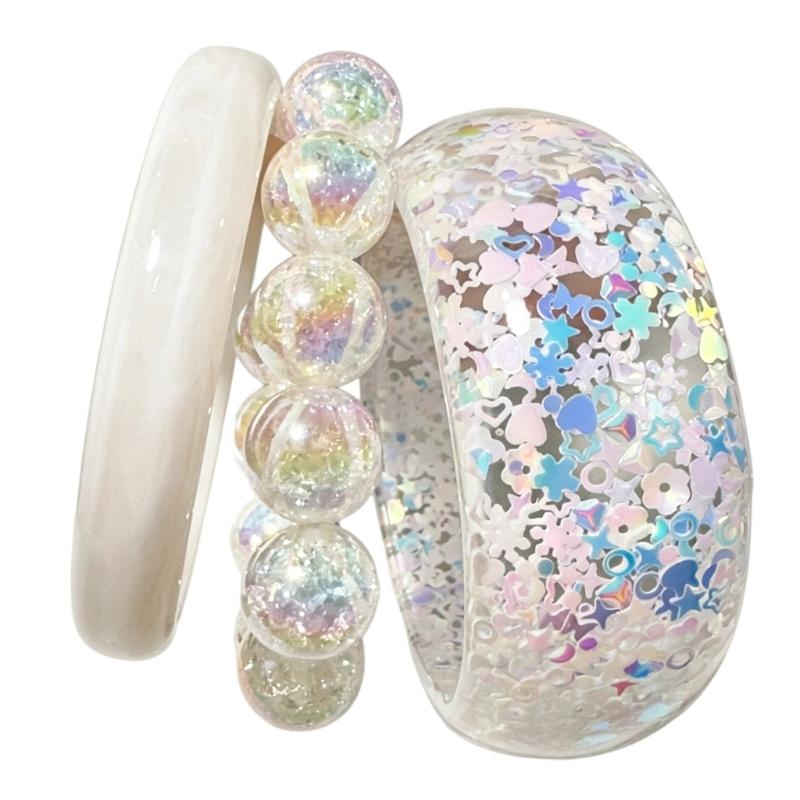 P9FE 1 セットのパックカラフルなグリッター樹脂バングル - Resin Glitter Pack のレビューと価格