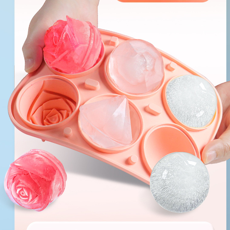 3D ローズダイヤモンドラウンドアイスキューブ金型 4/6  - Coaster Mold Round のレビューと価格