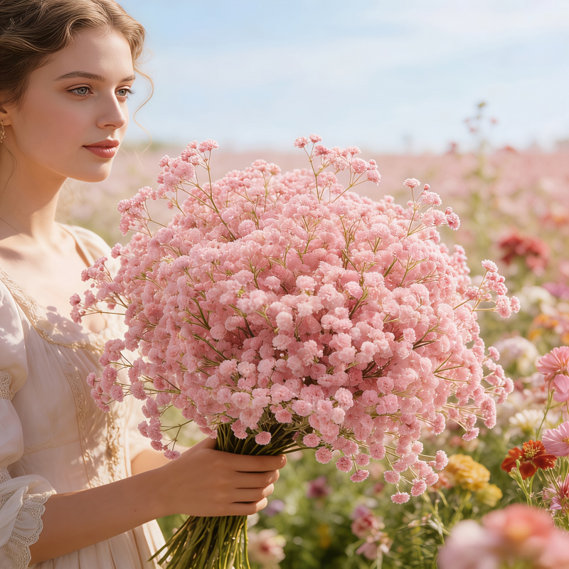 130本の茎を持つピンクのジプソフィラ造花ブーケ、新鮮で美し - Dried Flower Bulk のレビューと価格